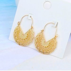 Gold Basketweave Hoop Earrings